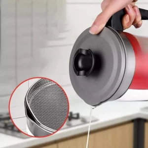 STAINLESS STEEL 1.4L OIL FILTER STORAGE POT WITH STRAINER